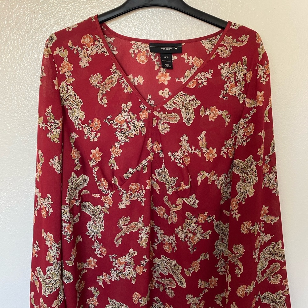 Venezia Floral Red Blouse